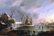 Regis-Francois Gignoux Skating by the Mill France oil painting reproduction